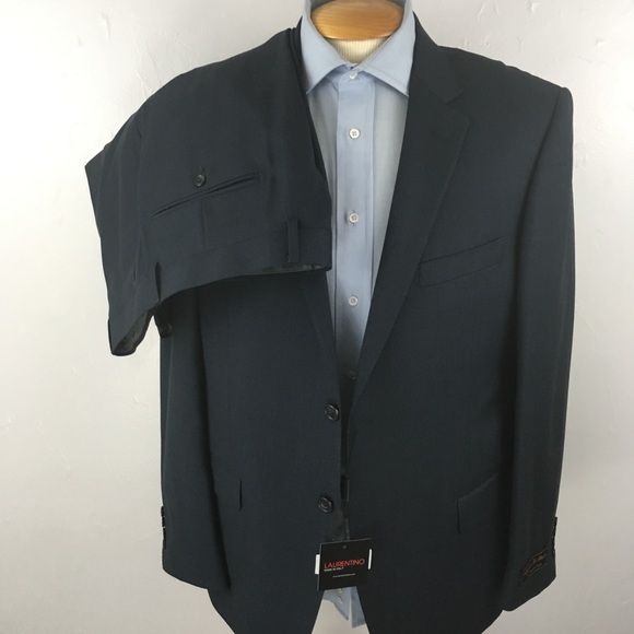 Laurentino 44r mens suit blue nail head made in Italy 100% wool new NWT ea0225